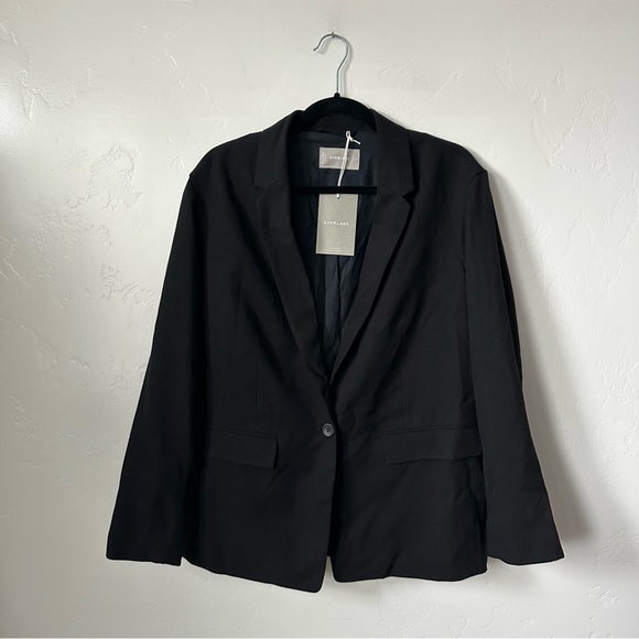 NWT EVERLANE | Black The Easy One Button Blazer - Picture 4 of 11